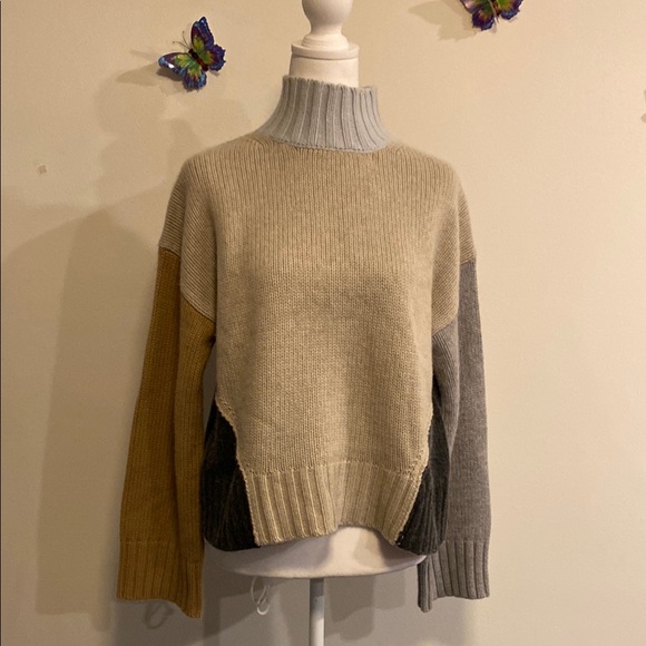 Maraschino wool/cashmere mock neck cable knitted sweater size Large - Picture 1 of 8
